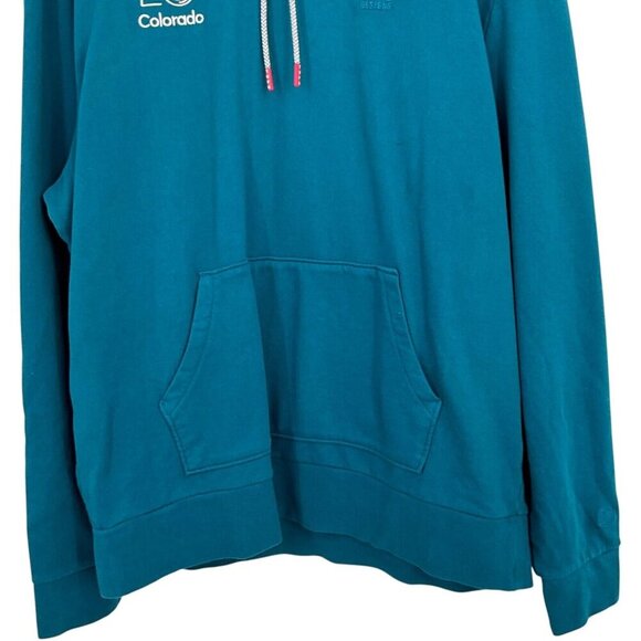 NWT Topo Designs Dirt Hoodie Pond Blue Size XL *LOGO* Pullover Organic Cotton - Picture 4 of 10